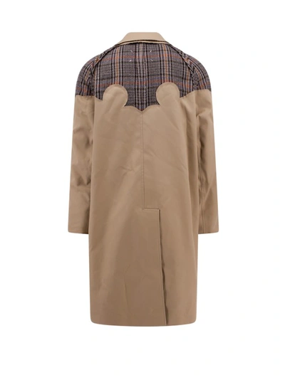 Shop Maison Margiela Nylon And Cotton Coat With Wool Madras Lining In Brown