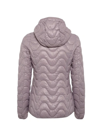 Shop K-way Purple Quilted Hooded Jacket In Grey