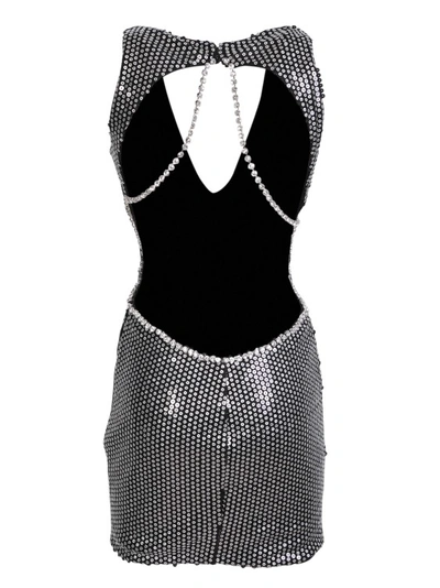 Shop Amen Black Sequined Minidress In Grey