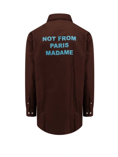 Shop Drôle De Monsieur Cotton Blend Shirt In Brown