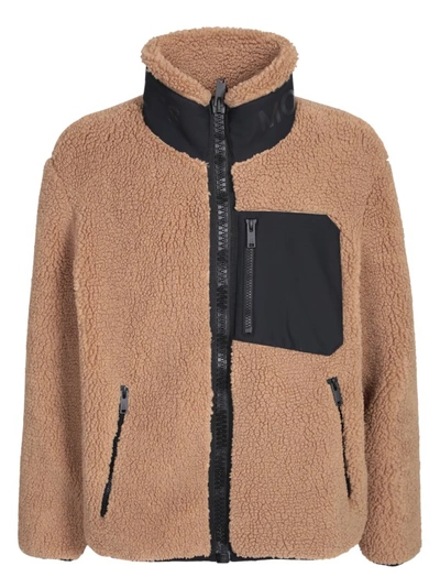 Shop Moose Knuckles Brown Fleece High Neck Jacket In Neutrals