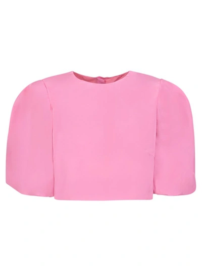 Shop Msgm Pink Half-height Puff Sleeves Tops