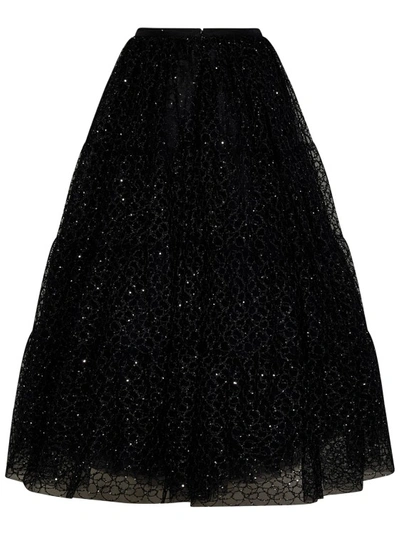 Shop Giambattista Valli Wide Midi Skirt In Black
