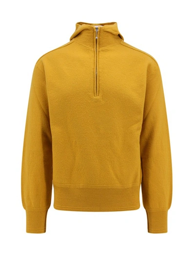 Shop Burberry Wool Sweatshirt With Hood In Yellow