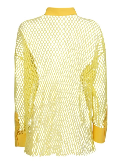 Shop Msgm Yellow Fishnet Shirt