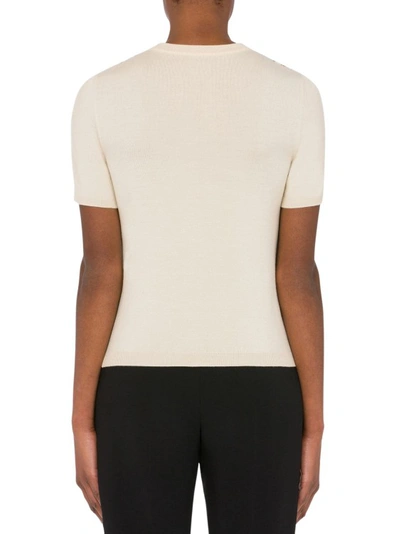 Moschino Women's Pieced Wool Crewneck Tee In Neutrals