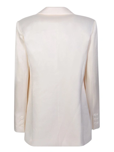 Shop Alice And Olivia Single-breasted Ivory Satin Blazer In White