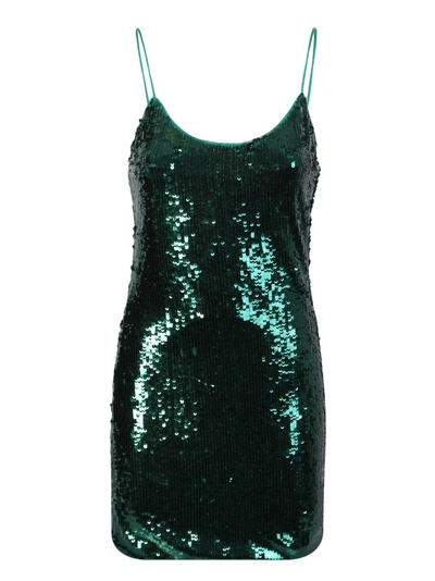 Shop Alice And Olivia Emerald Green Sequin Nella Dress In Black