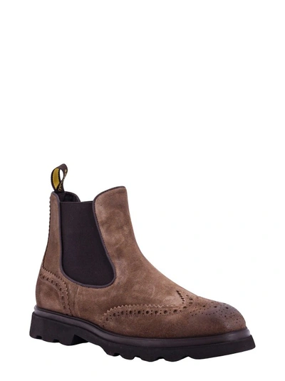 Shop Doucal's Suede Boots With Logoed Tongue In Brown