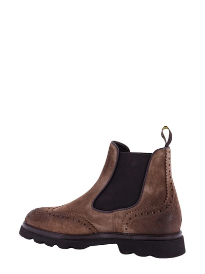 Shop Doucal's Suede Boots With Logoed Tongue In Brown