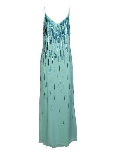 Shop Amen Blue Sequin Embellished Long Dress