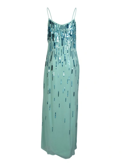 Shop Amen Blue Sequin Embellished Long Dress