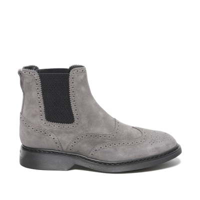 Hogan Grey Elasticated Side-panel Boots In Grey