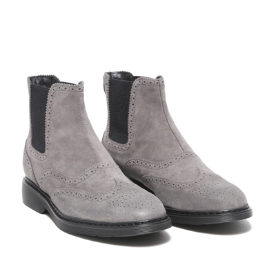 Hogan Grey Elasticated Side-panel Boots In Grey