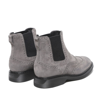 Hogan Grey Elasticated Side-panel Boots In Grey