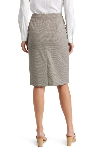 Shop Hugo Boss Boss Veniva Virgin Wool Pencil Skirt In Beige Houndstooth