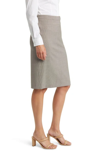 Shop Hugo Boss Boss Veniva Virgin Wool Pencil Skirt In Beige Houndstooth