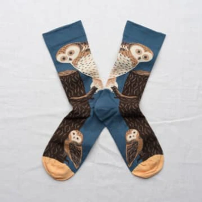 Shop Bonne Maison Abyss Blue Owl Knitted Socks