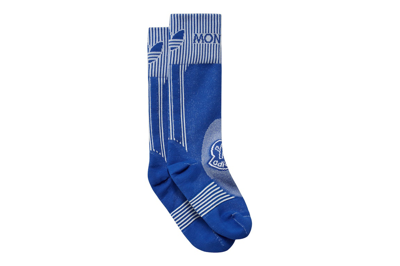 Pre-owned Moncler X Adidas Originals Logo Socks Royal Blue