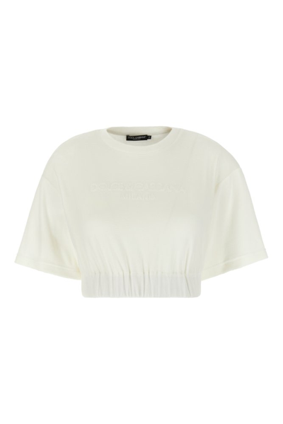 Shop Dolce & Gabbana Crewneck Cropped Top In White