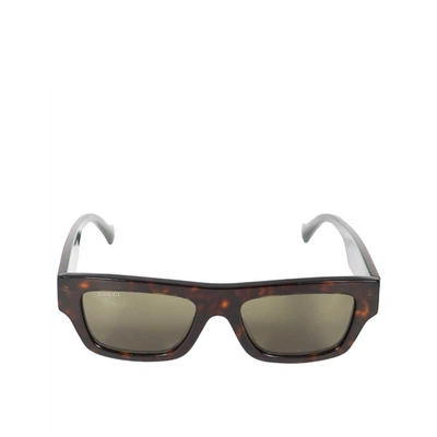 Shop Gucci Rectangular Frame Sunglasses In Brown
