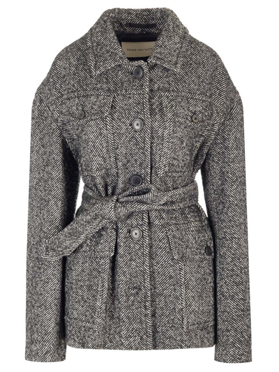 Shop Dries Van Noten Belted Tweed Coat In Multi