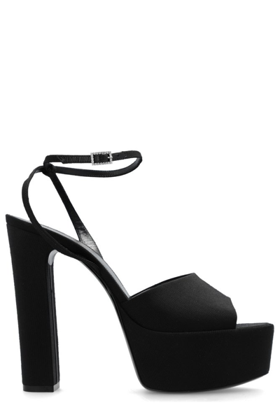 Shop Saint Laurent Jodie Block Heel Sandals In Black