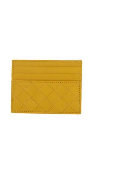 Shop Bottega Veneta Intrecciato Card Holder In Yellow