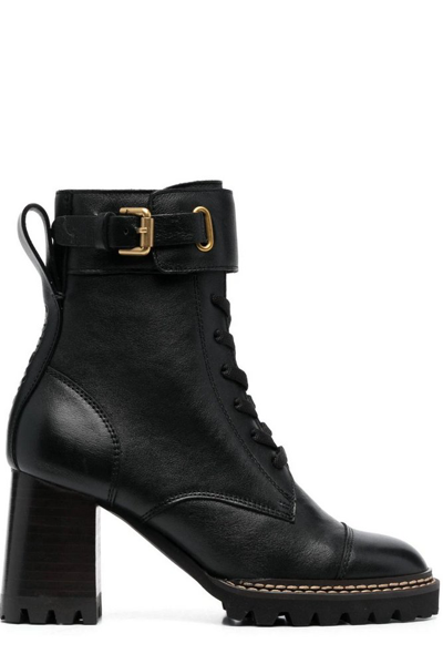 Shop See By Chloé Mallory Heeled Ankle Boots In Black