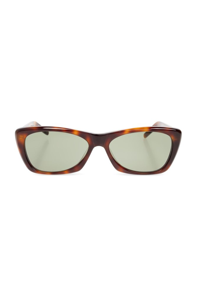 Shop Saint Laurent Eyewear Rectangle Frame Sunglasses In Brown