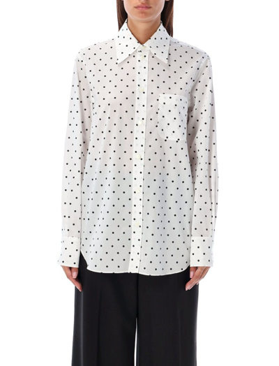 Shop Marni Polka Dot Printed Buttoned Shirt In White