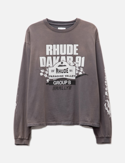 Shop Rhude Dakar 91 Long Sleeve T-shirt In Black