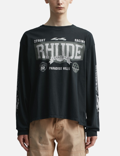 Shop Rhude 4x4 Long Sleeve T-shirt In Black