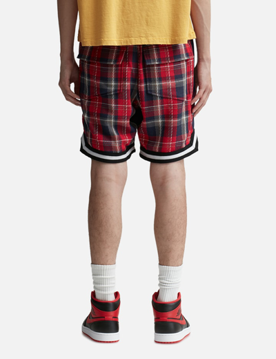 Shop Rhude Flannel Court Logo Shorts In Brown