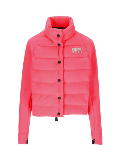 Shop Moncler Grenoble Logo Patch Buttoned Jacket In Pink