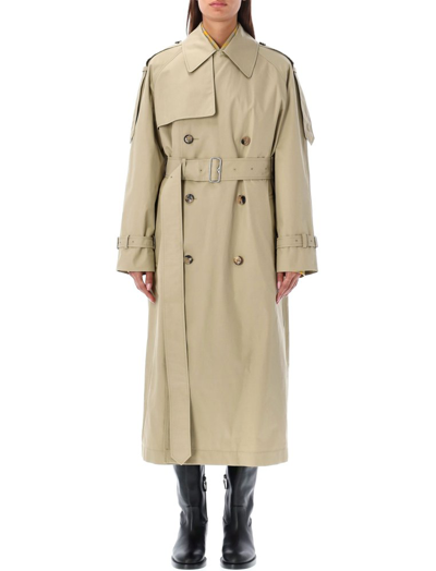 Shop Burberry Castleford Double Breasted Belted Trench Coat In Beige
