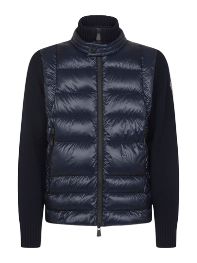 Shop Moncler Grenoble Logo Embroidered Zipped Jacket In Blue