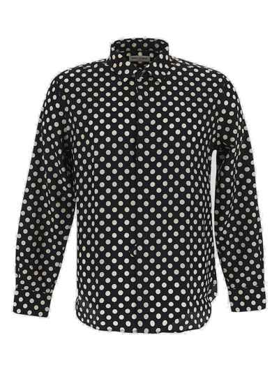 Shop Saint Laurent Polka Dot Printed Buttoned Shirt In Multi