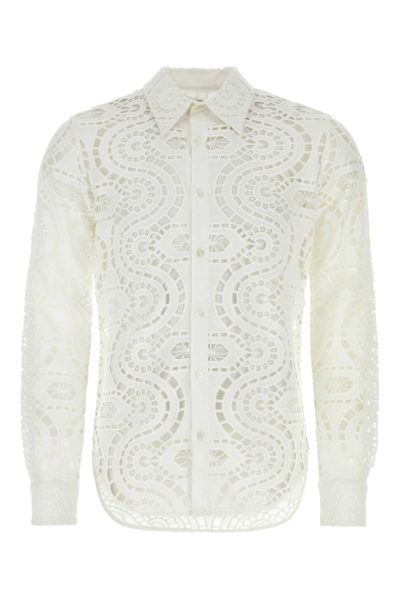 Shop Dries Van Noten Buttoned Lace Shirt In White