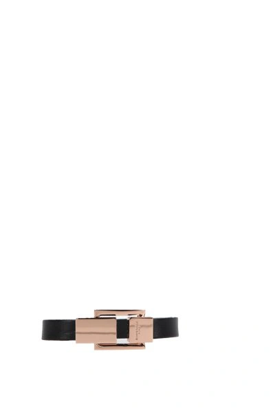 Shop Saint Laurent Logo Enbgraved Bracelet In Black
