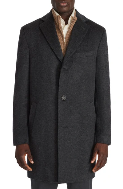 Shop Jack Victor Wesley Wool & Cashmere Top Coat In Charcoal