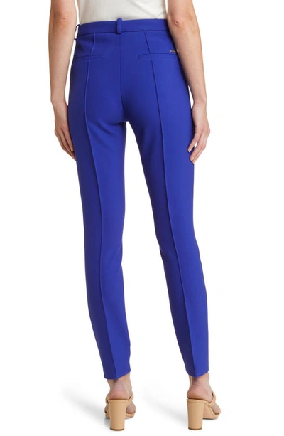 Hugo Boss Slim-fit Pants In Stretch Fabric With Pintuck Pleats In Open Blue