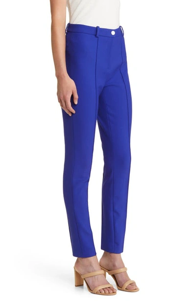 Hugo Boss Slim-fit Pants In Stretch Fabric With Pintuck Pleats In Open Blue