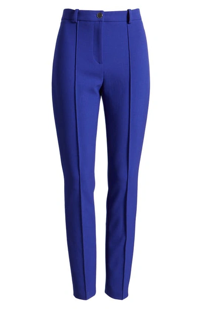 Hugo Boss Slim-fit Pants In Stretch Fabric With Pintuck Pleats In Open Blue