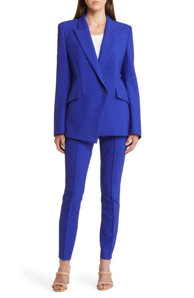 Hugo Boss Slim-fit Pants In Stretch Fabric With Pintuck Pleats In Open Blue