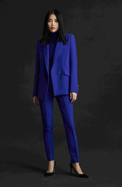 Hugo Boss Slim-fit Pants In Stretch Fabric With Pintuck Pleats In Open Blue