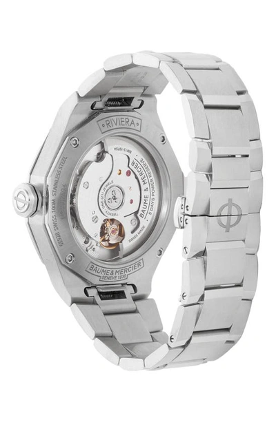 Shop Baume & Mercier Riviera 10715 Automatic Bracelet Watch, 39mm In Smoked Gray