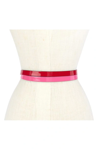 Shop Kate Spade 2-pack Skinny Belts In Pompom Pink