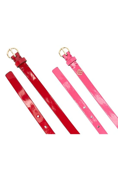 Shop Kate Spade 2-pack Skinny Belts In Pompom Pink