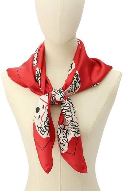 Shop Kate Spade Poodles Silk Square Scarf In Engine Red